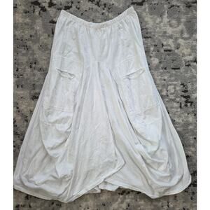 Tempo Paris Artsy Cotton Bubble Skirt- Large Peasant Lagenlook Boho Cargo Pocket